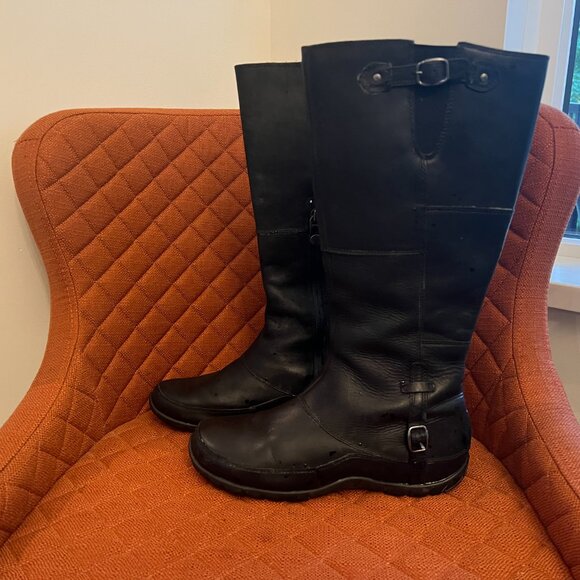 Excellent Condition North Face Black Leather Knee High Winter Boots Size 7 - Picture 1 of 9